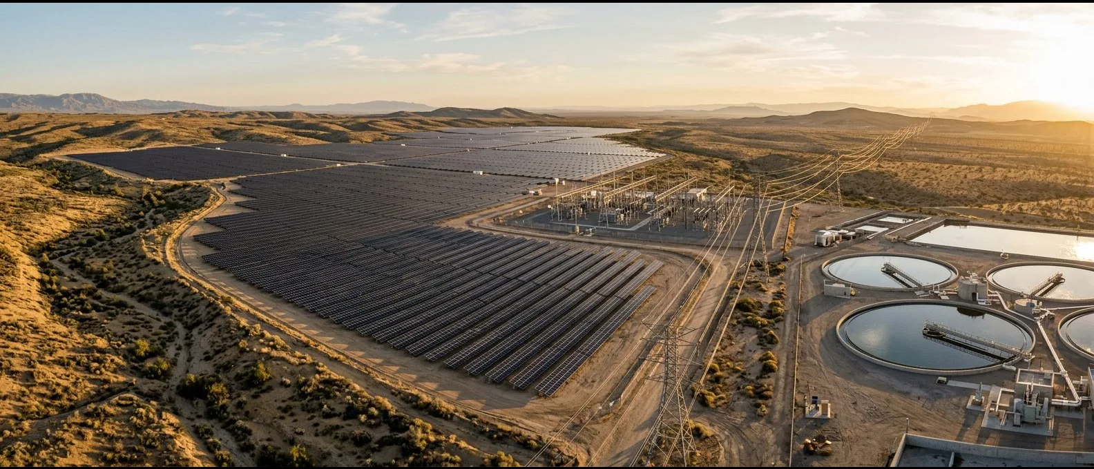 Solar park, substation and water treatment plant: the assets the dashboard watches